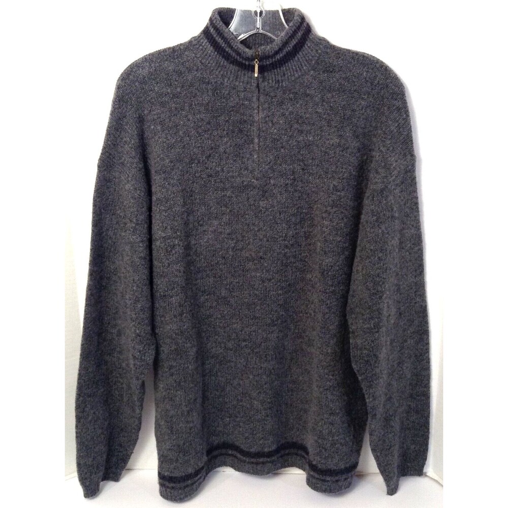 Vtg Woolrich Sweater Men L Gray Wool Blend Hand Framed Pullover Knit Grandpa
